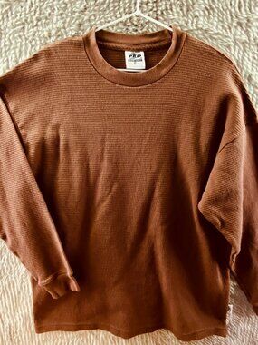 ProClub Pro 5 Men's Long Sleeve Shirt Heavyweight Thermal Waffle Knit Brown XL